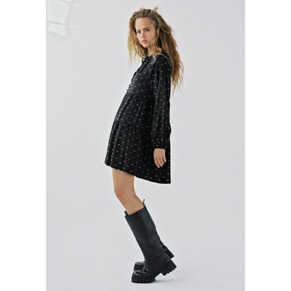 ZARA Dotted Grey Oversized Dress - Picture 1 of 5